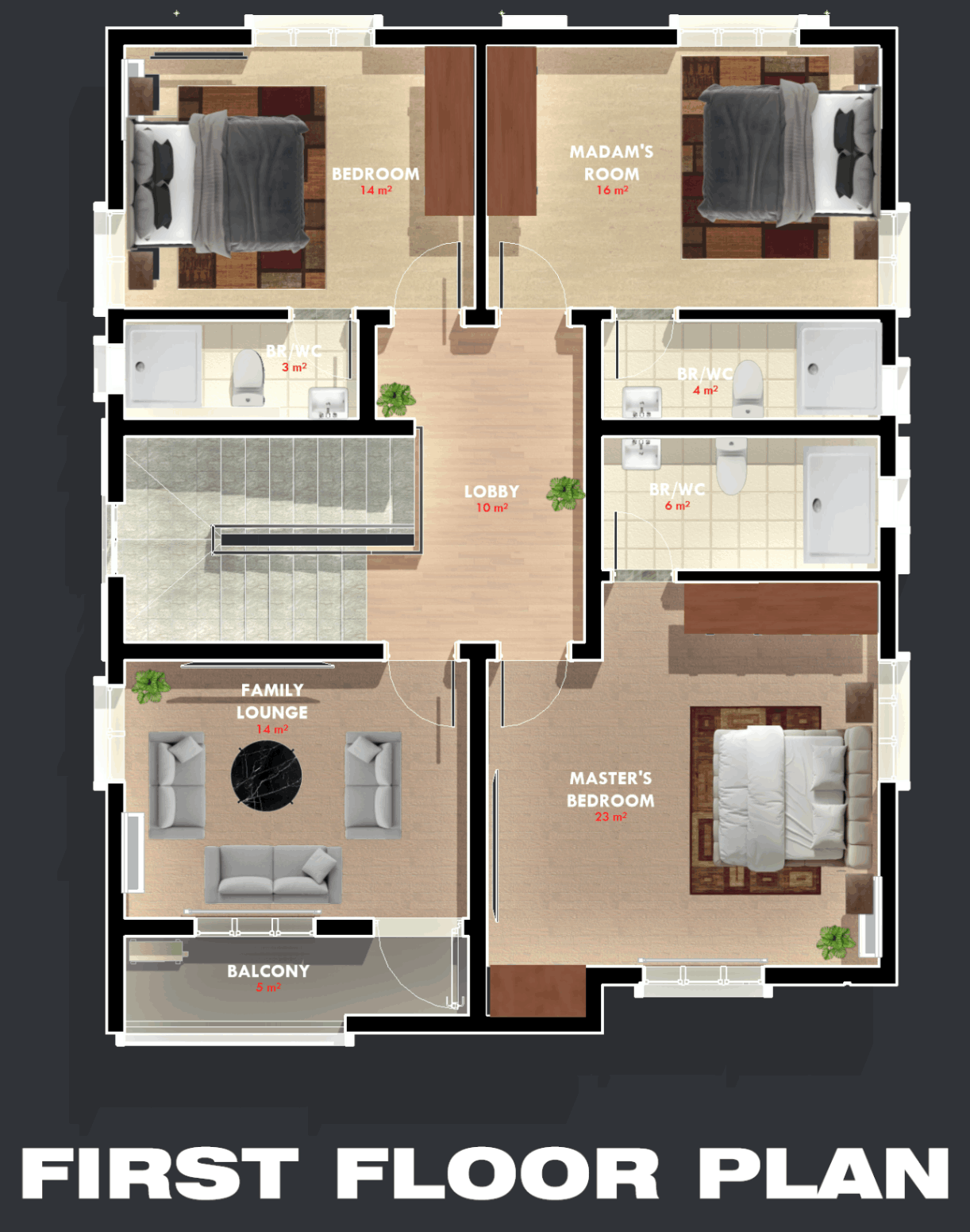 jpeg-optimizer_MODERN 4 BEDROOM DETACHED DUPLEX DESIGN - Floor Plan - 3 - FIRST FLOOR PRESENTATION P