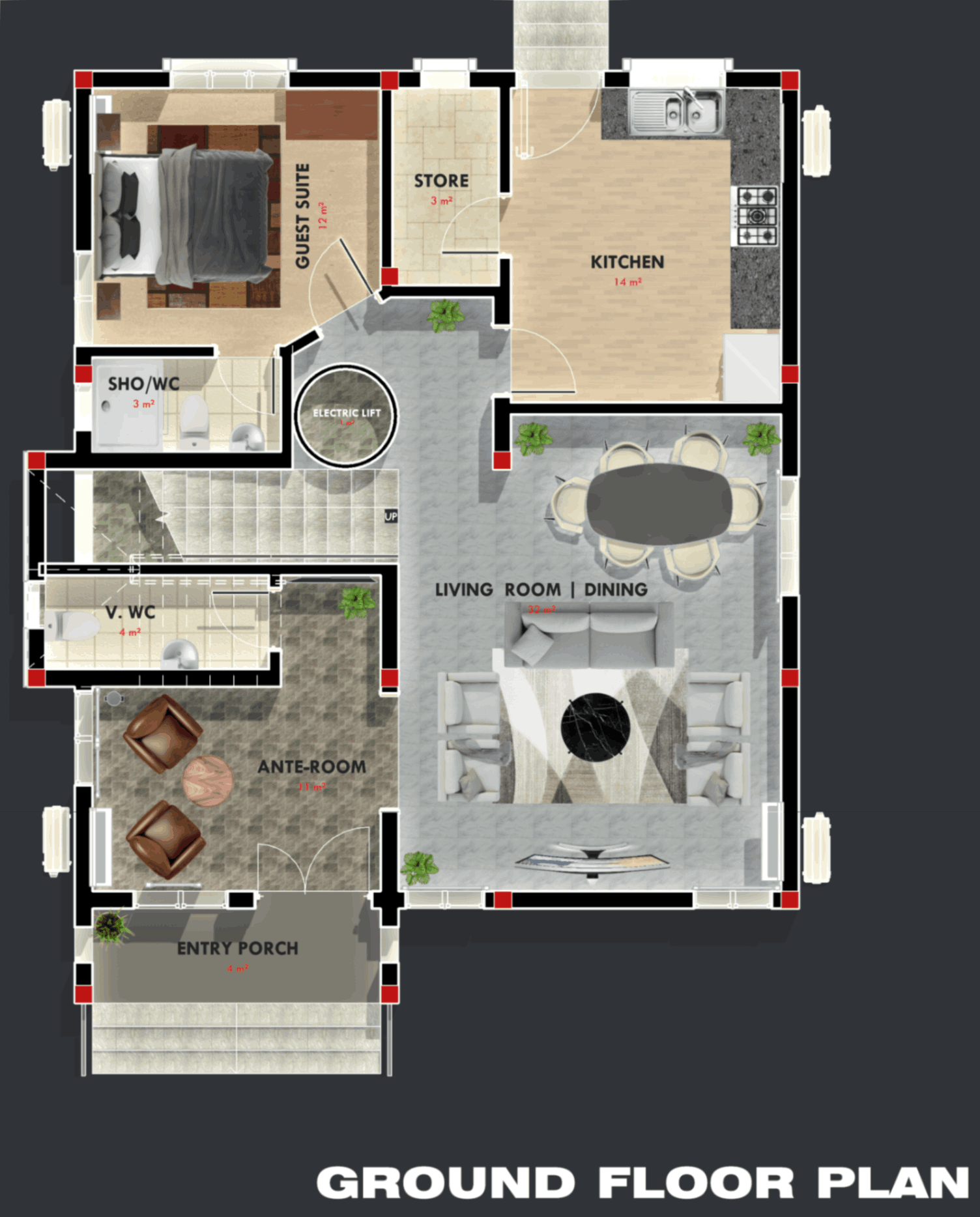 jpeg-optimizer_MODERN 4 BEDROOM APEX DUPLEX - GROUND FLOOR PRESENTATION PLAN